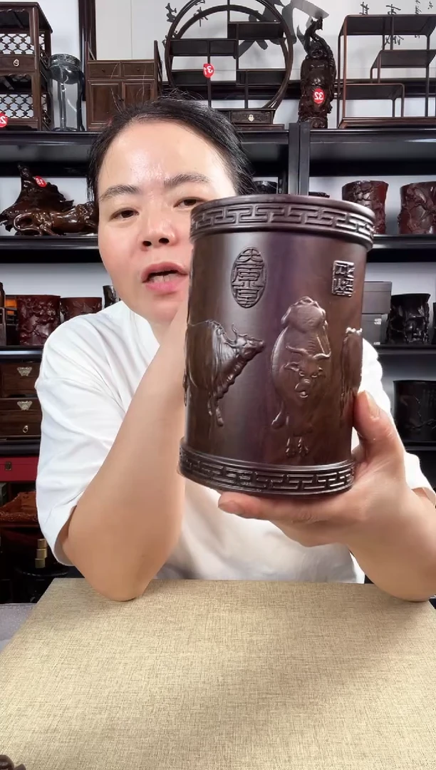 木大牛笔筒老李红木工艺品