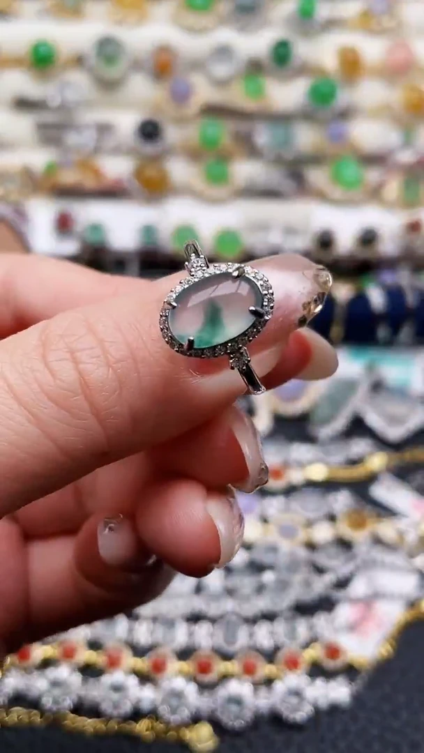 银S925镶嵌戒指翡翠93