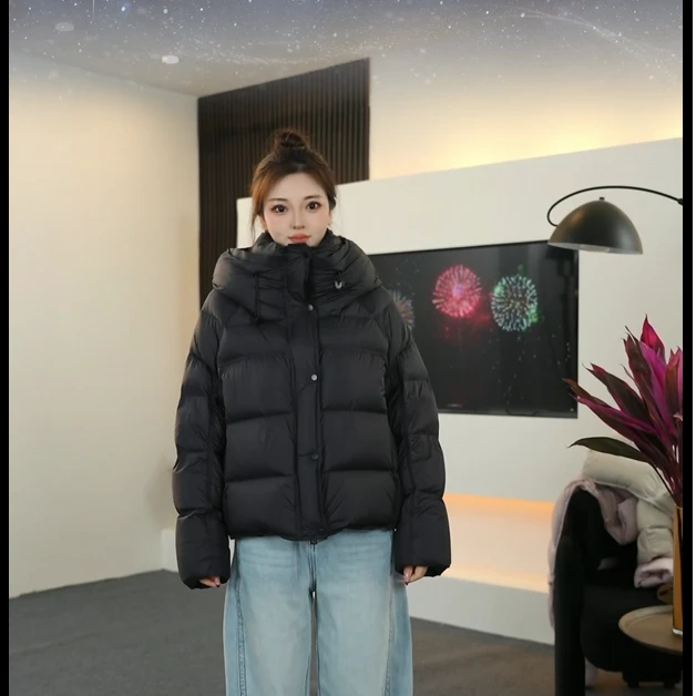 2025新款色系90鹅绒短款时尚百搭韩系冬季韩版连帽