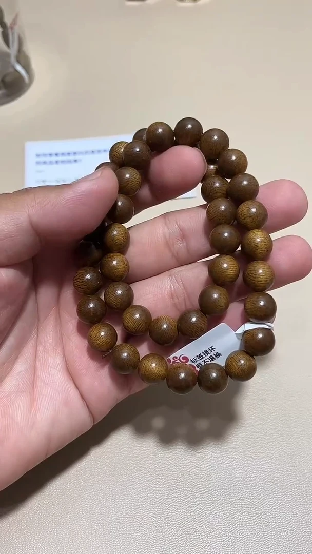 沉香手串越南富森红土双圈