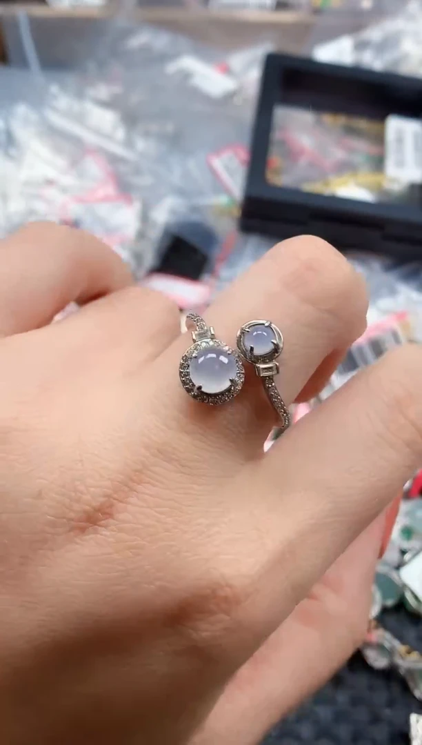 银S925镶嵌戒指翡翠天然A货缅甸翡翠