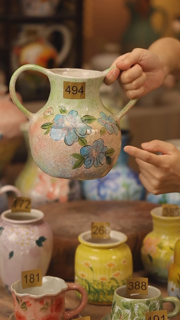 陶瓷494景德镇设计师手作花器摆件侘寂风