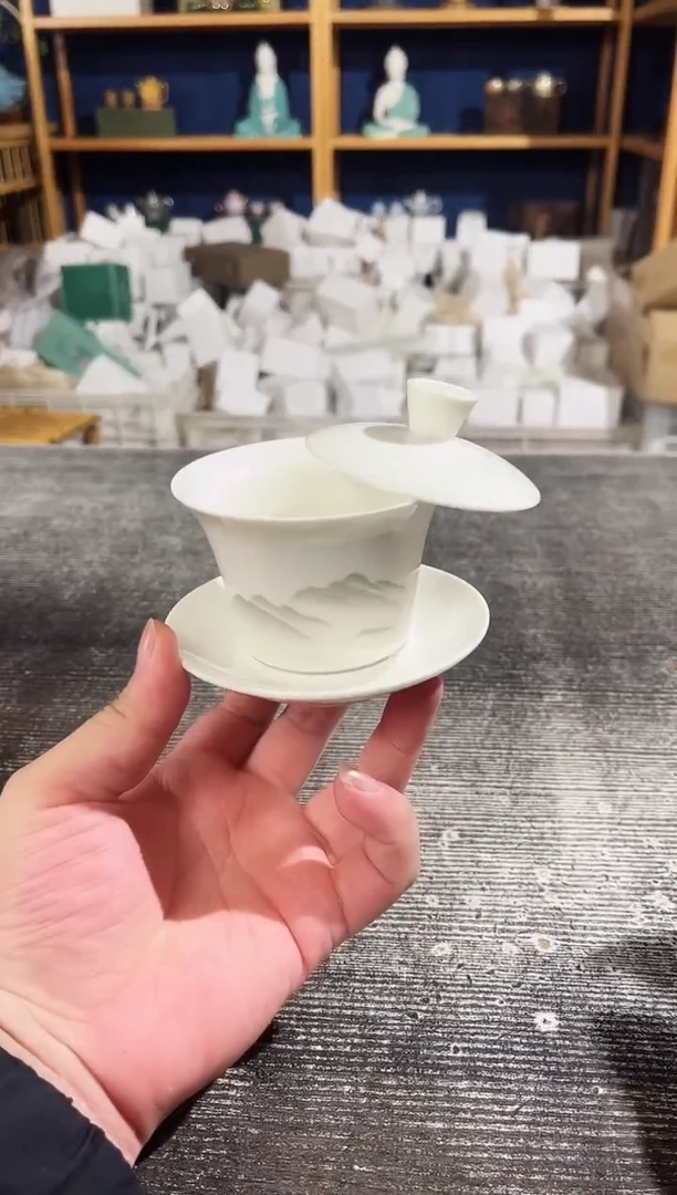 【闪购商品】其他水墨千里江山悬停三才盖碗