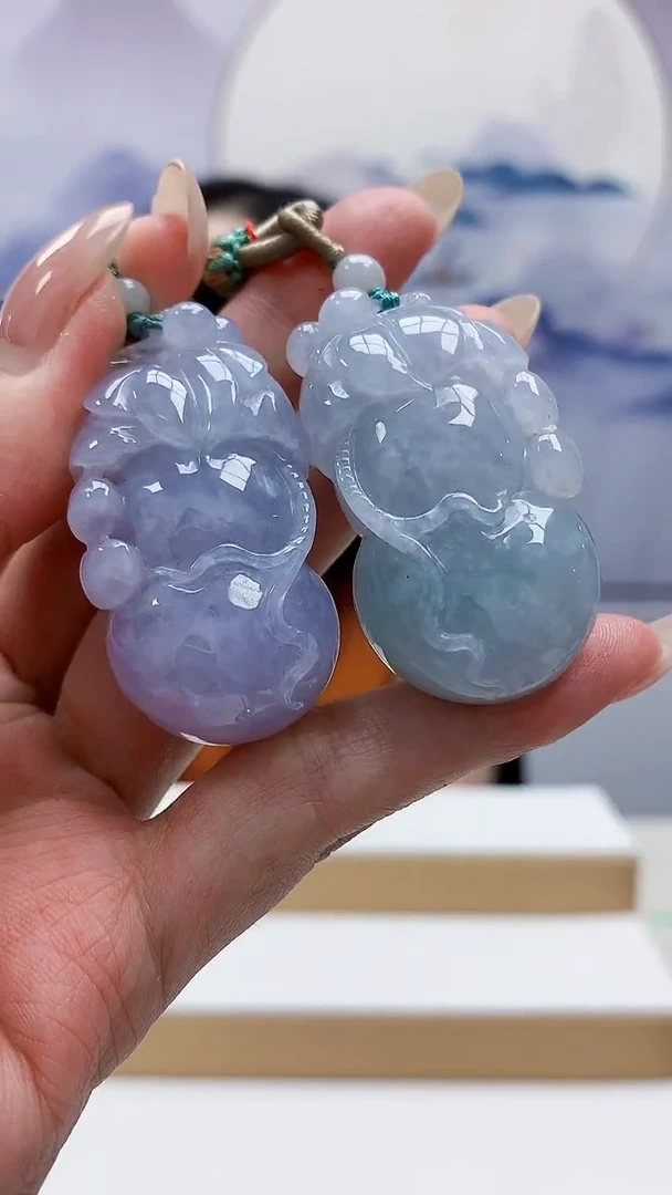 未镶嵌定制翡翠4852MM-毛货两件挂件64