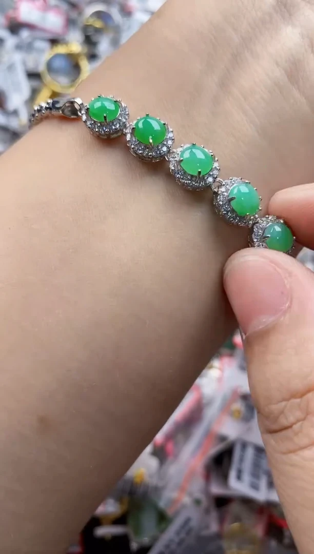 翡翠戒指银S925镶嵌4444     9