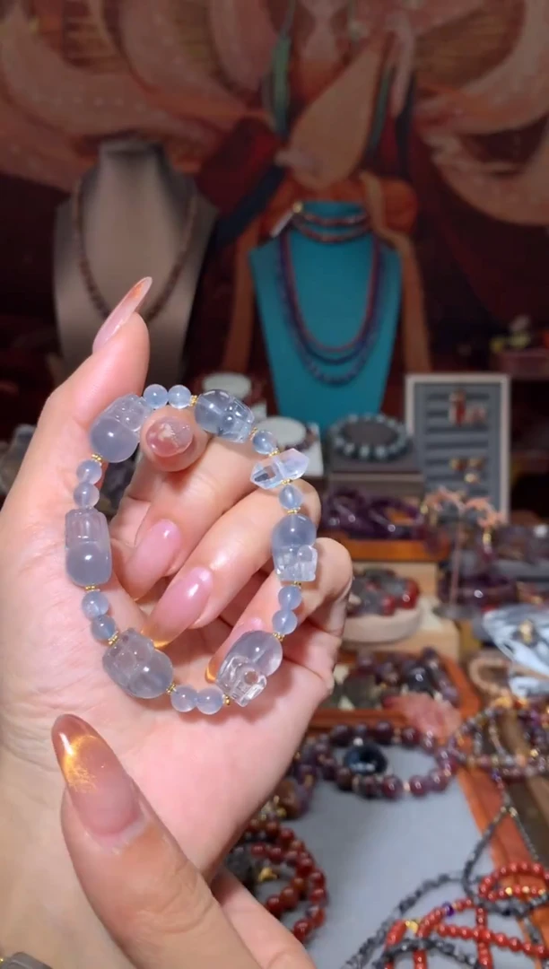 未镶嵌珠宝半成品水晶蓝兔毛貔貅阵多样性发其1