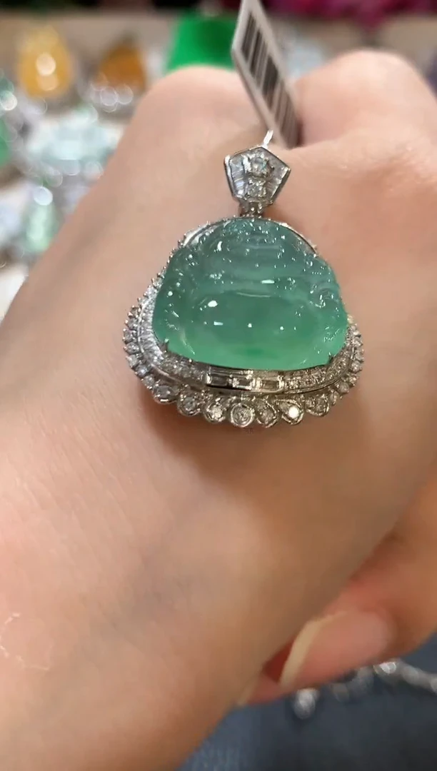 吊坠(不含链)18K金镶嵌翡翠n12