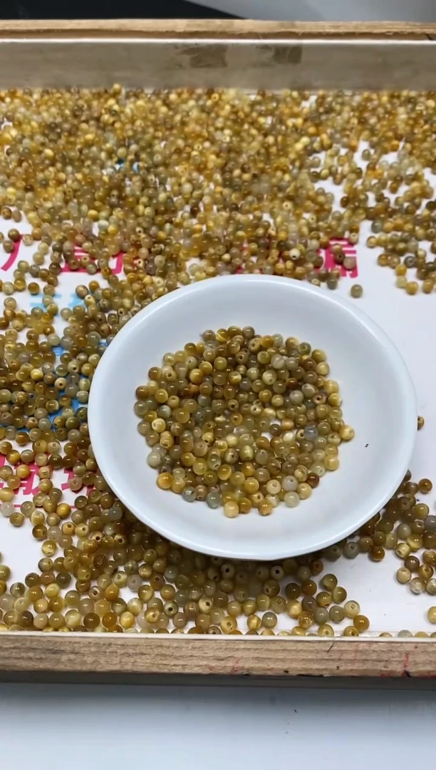 玛瑙/玉髓散珠未镶嵌B2216 黄虎 眼4mm50个9.9元