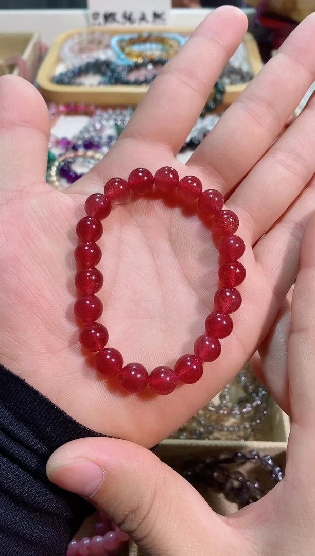【闪购商品】水晶手链未镶嵌鸽血红草莓晶8M+（多样性发其一）
