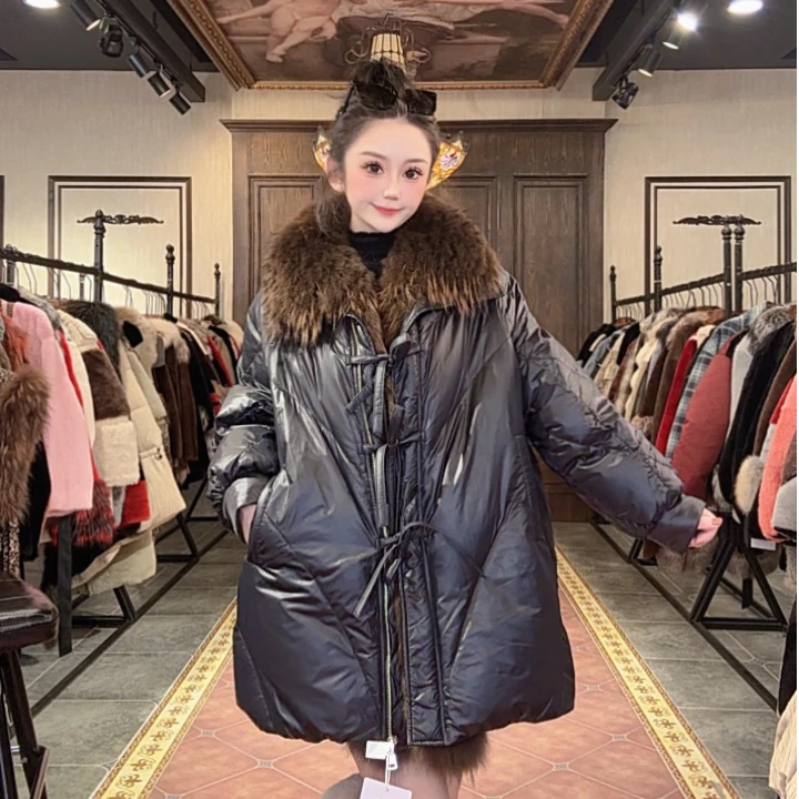 【DCP•Flagship store】82206-BE 2025新款时尚貉子毛鹅绒外套