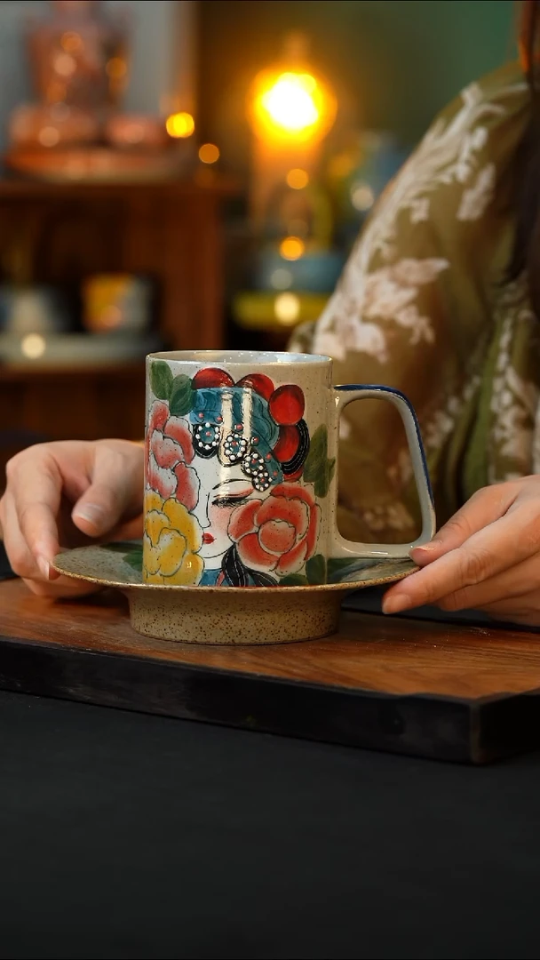 杯手绘心瓷陶瓷浮力