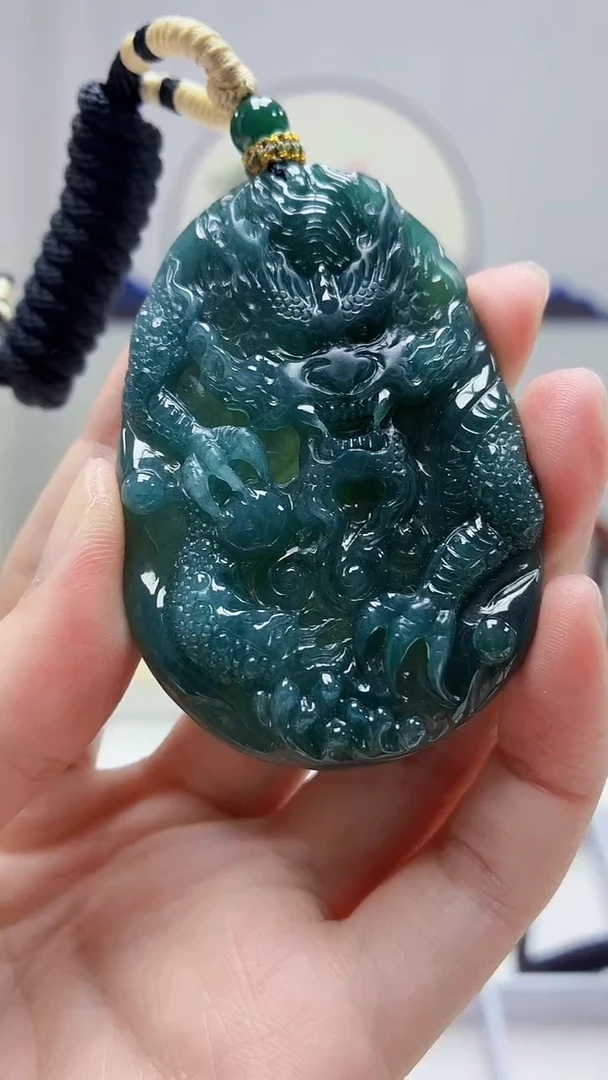 未镶嵌定制翡翠4898zm-毛货挂件67龙牌