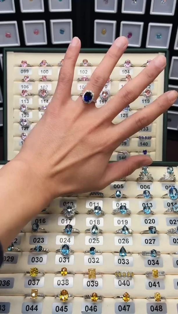 戒指蓝宝石银S925镶嵌899