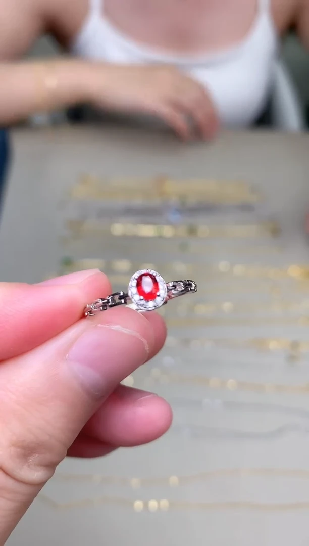 蓝宝石戒指银S925镶嵌戒指