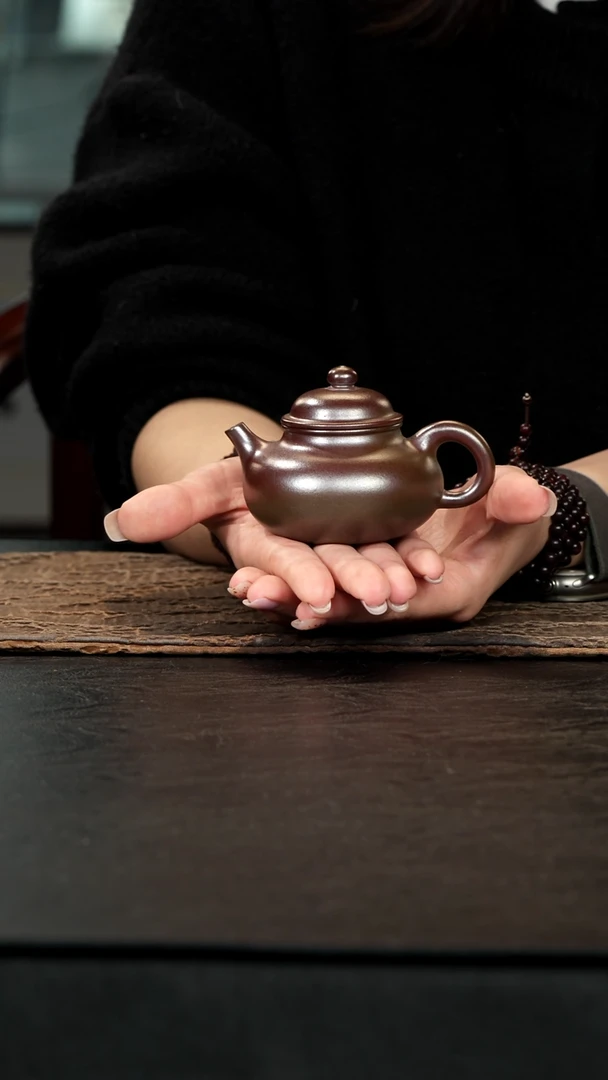 茶壶紫砂柴烧老紫泥容天110cc