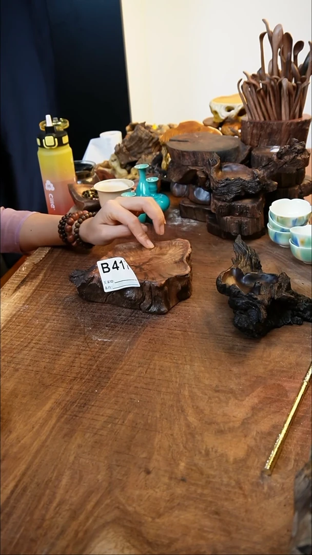 B417鹰瞳手作硬木工艺小壶承