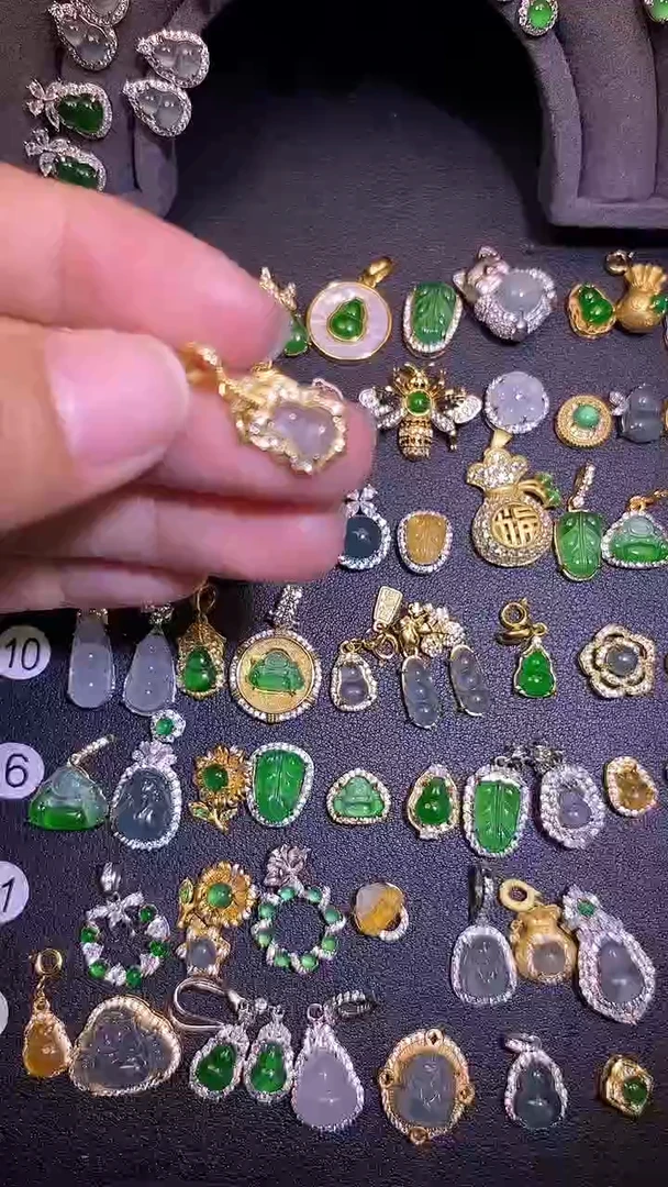 吊坠(不含链)银S925镶嵌翡翠1