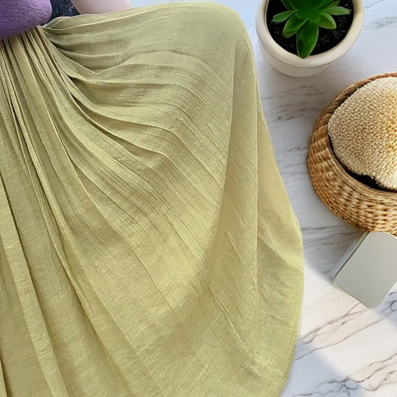 半身裙2025夏新款高腰a字裙小个子温柔风松紧腰长裙