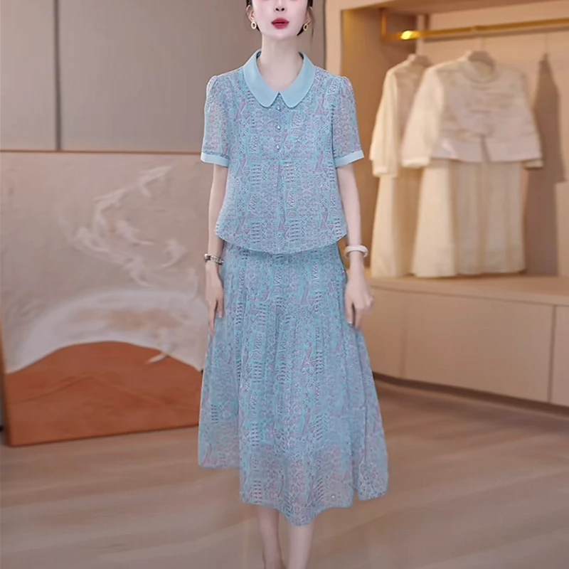 轻羽丝时尚轻奢高级感女装2025夏季新款洋气减龄假两件显瘦连衣裙