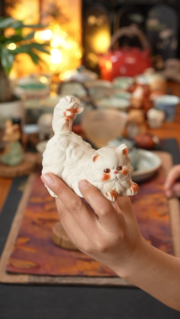 【闪购商品】宜兴白玉段泥猫咪布偶茶宠