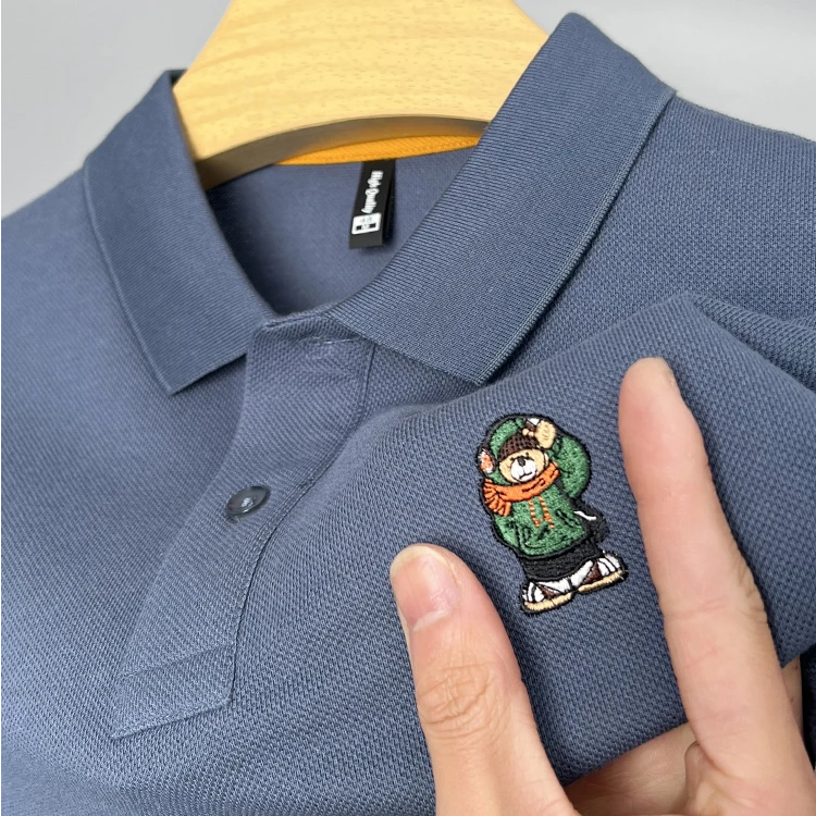 John Bunni经典纯棉短袖t恤男士夏季新款小熊刺绣百搭休闲POLO衫