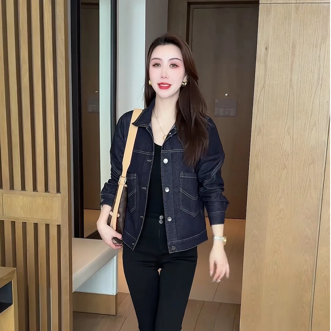 休闲牛仔外套女2025春季新款时尚百搭短款水洗牛仔洋气大口袋上衣