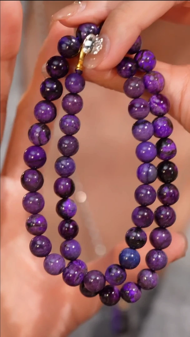【闪购商品】苏纪石（舒俱来）项链未镶嵌帝王紫圆珠18K项链/42cm
