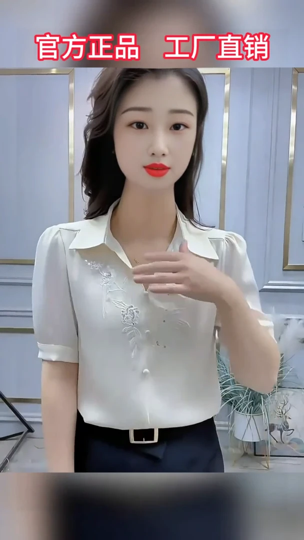 国风刺绣小众短袖衬衫显瘦衬衣时尚百搭网红夏季减龄008外套女