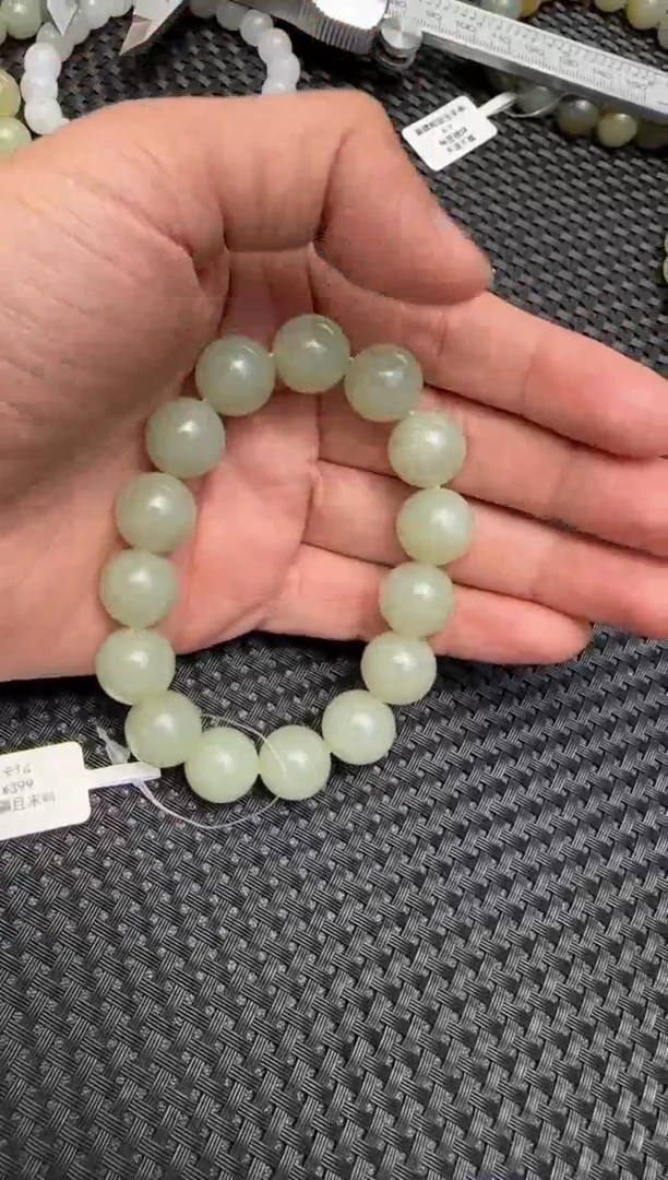 未镶嵌手串和田玉青白玉手串卡14