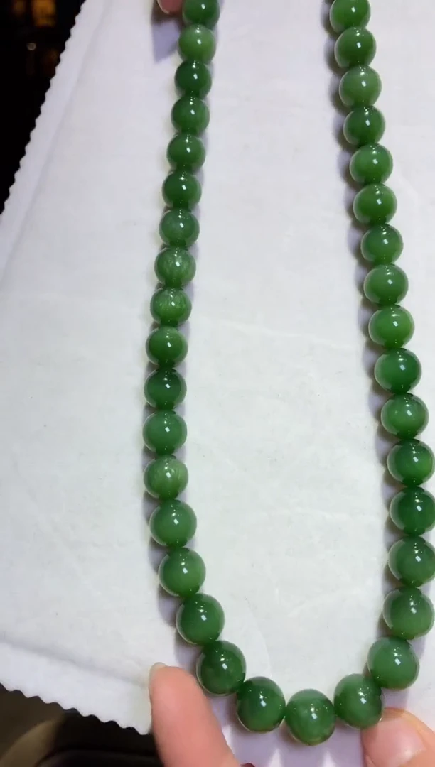 项链18K金镶嵌和田玉（碧玉）C****u4【】