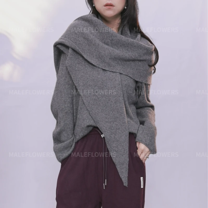 东倪原创100澳毛针织三角巾披肩休闲百搭秋冬新欧美风 84D102120