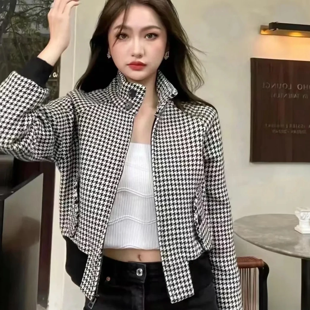 未使用 DIOR/迪奥 黑色千鸟格拉链外套