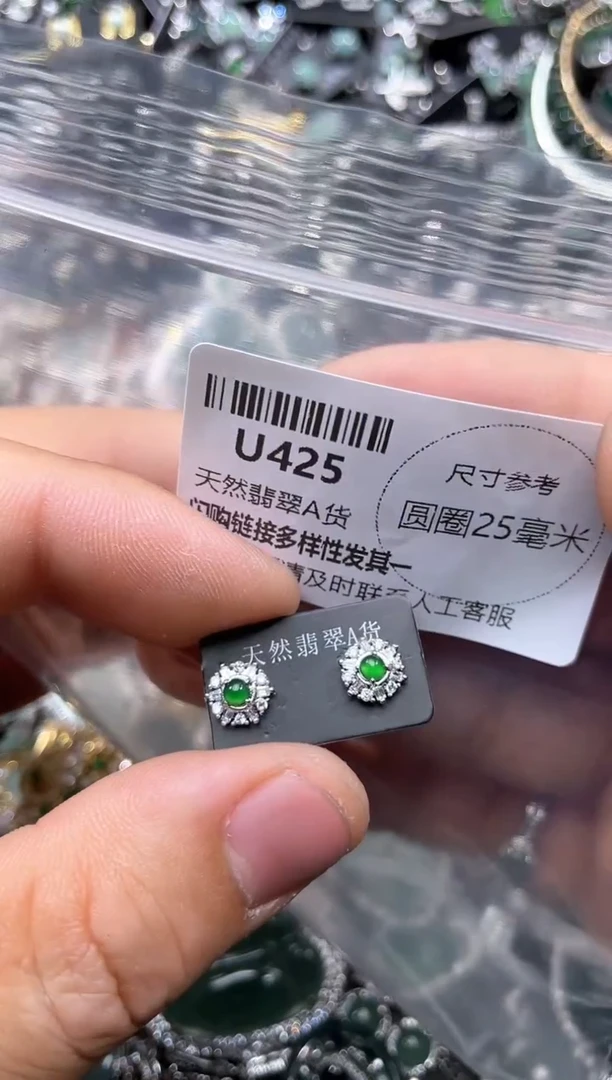 【闪购商品】翡翠颈饰未镶嵌U425耳钉