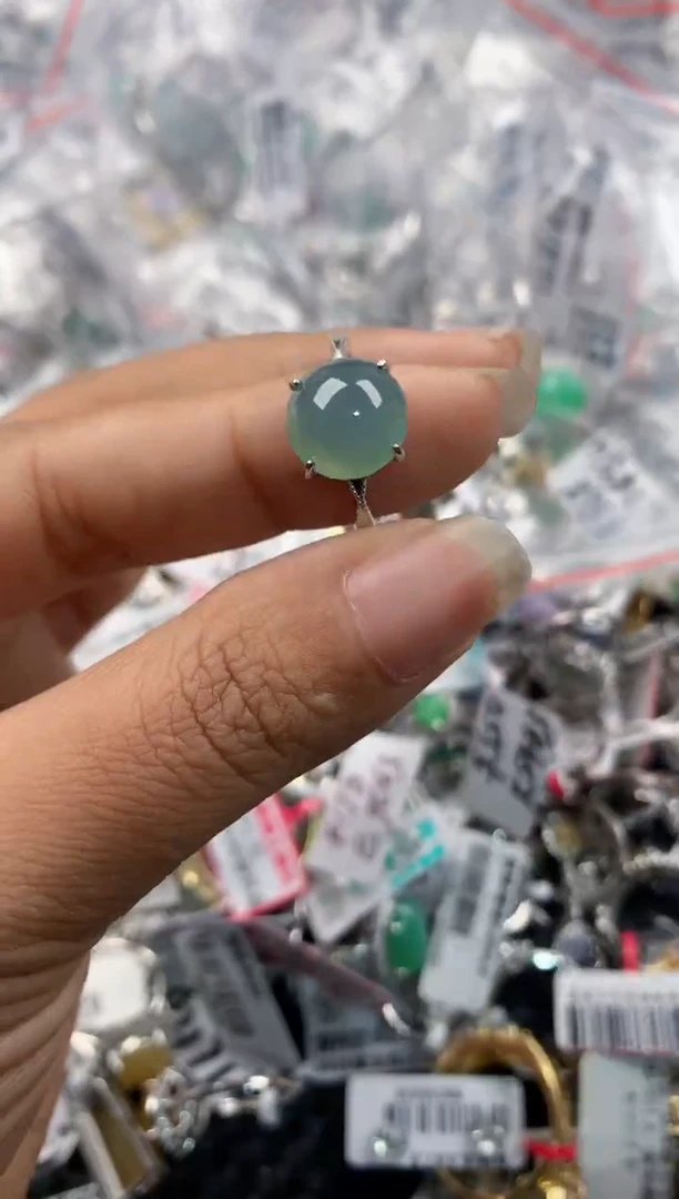 银S925镶嵌戒指翡翠333     9