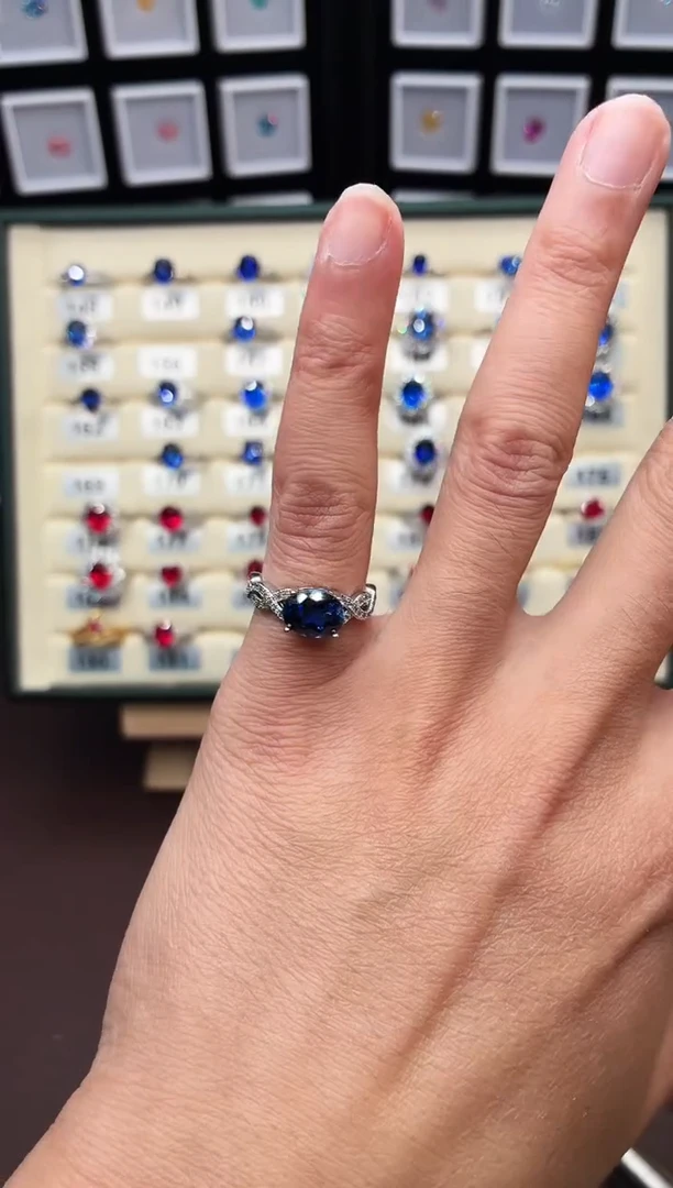戒指蓝宝石银S925镶嵌11
