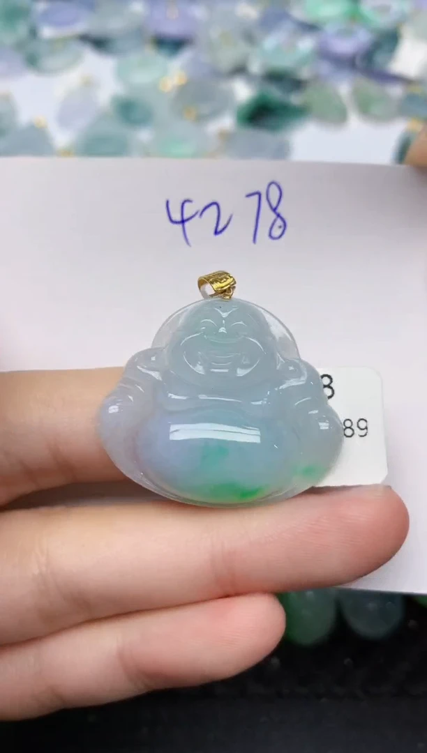 颈饰18K金镶嵌翡翠天然缅甸A货翡翠百元以上9元证书费自理
