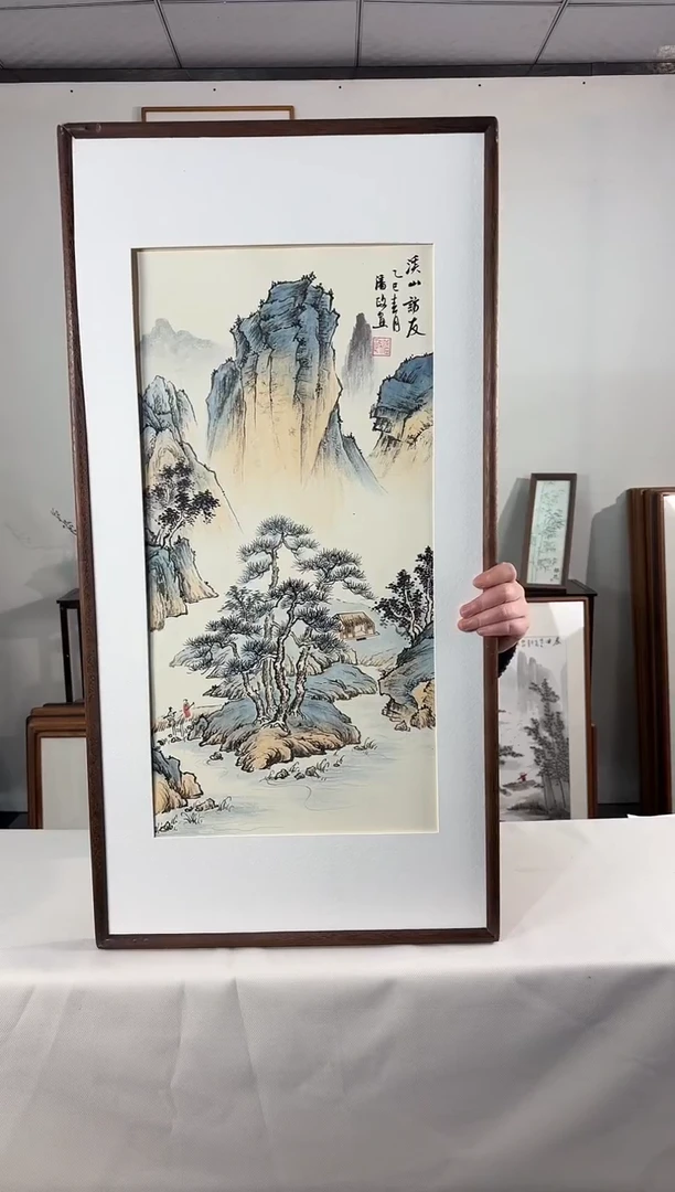 国画手绘*溪山访友*47*92cm