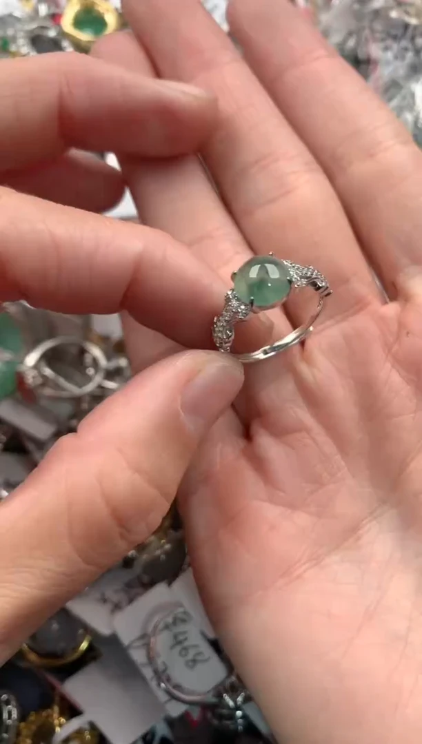银S925镶嵌戒指翡翠555   9