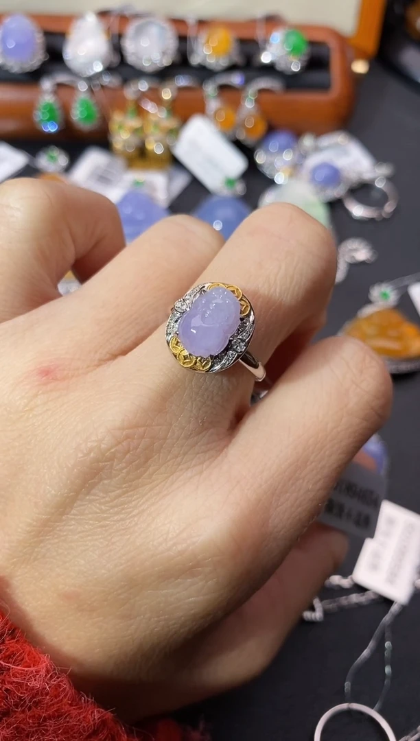 【闪购商品】翡翠戒指18K金镶嵌戒指