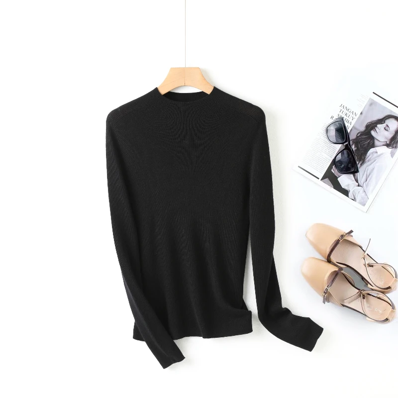 [精选好物]100羊毛加厚无缝羊毛打底衫高领立领圆领可机洗-PA6002