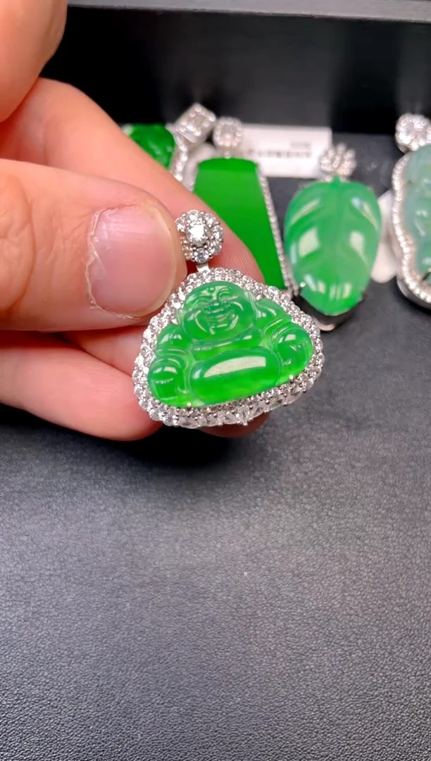 吊坠(不含链)银S925镶嵌翡翠吊坠