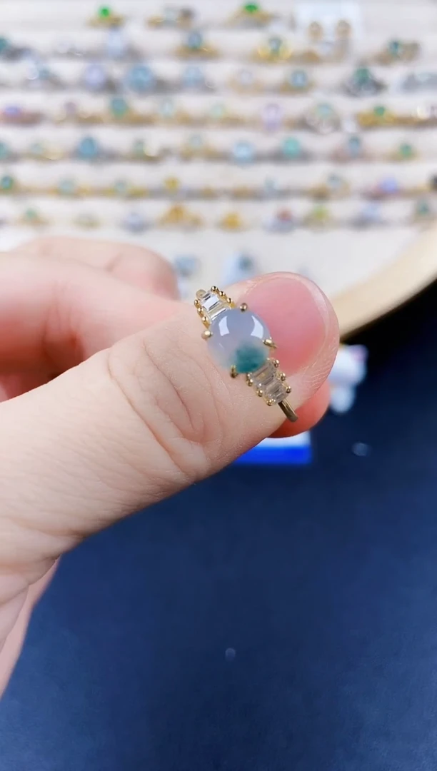 翡翠戒指银S925镶嵌213899