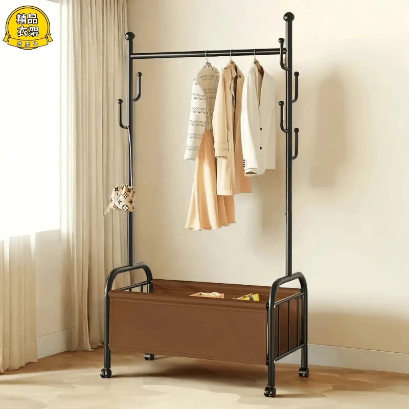 衣帽架阳台落地奶油风简易挂衣架可移动衣架网红轻奢衣服收纳架子