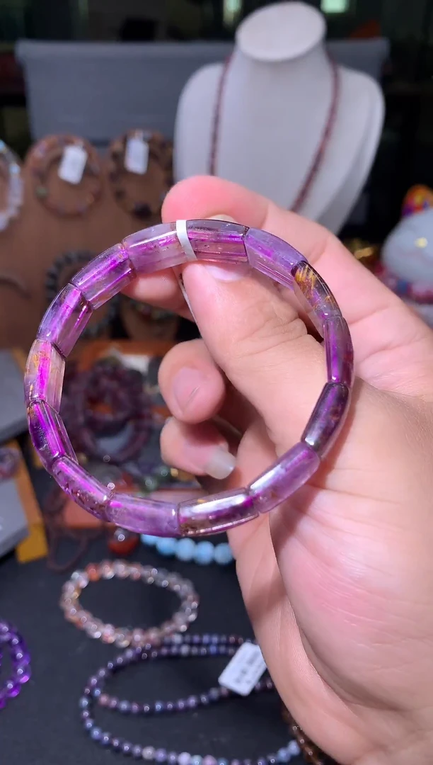 未镶嵌珠宝半成品水晶极光紫钛镯牌