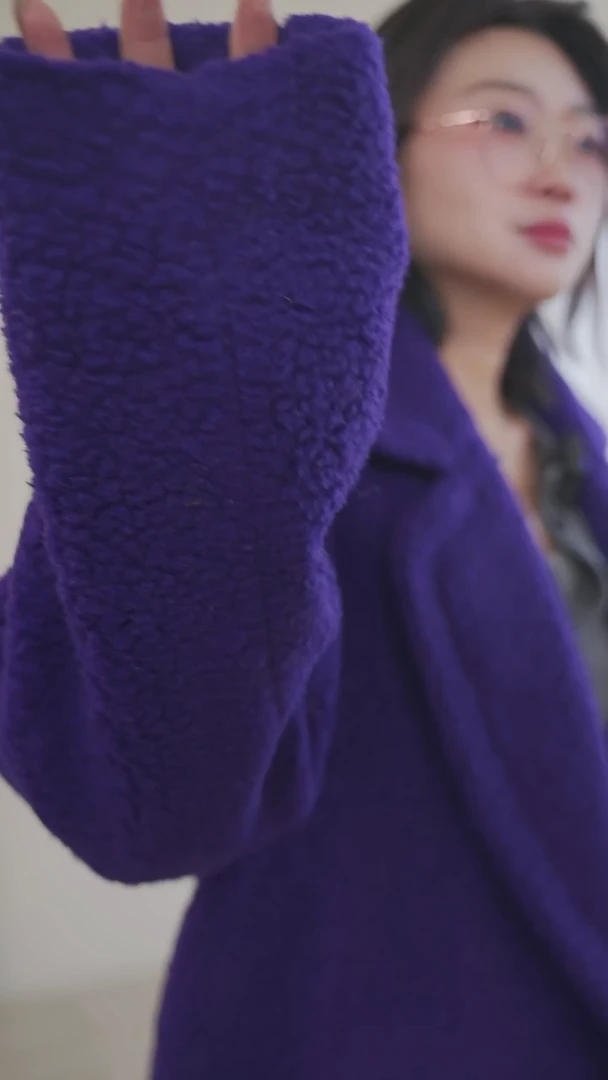 羊毛2米JIS面料羊毛棉混纺 深紫色外套大衣面料宽145CM 520G/M
