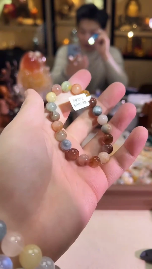 未镶嵌手链水晶10mm+美拉德彩兔毛（多样性发一）