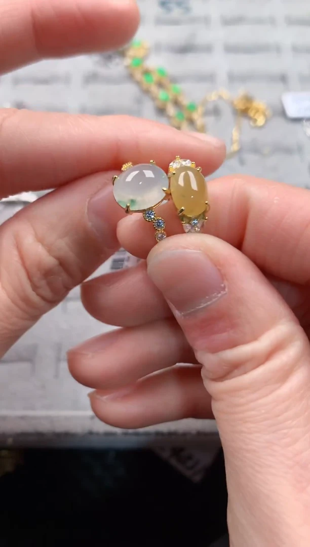 银S925镶嵌戒指翡翠444   5