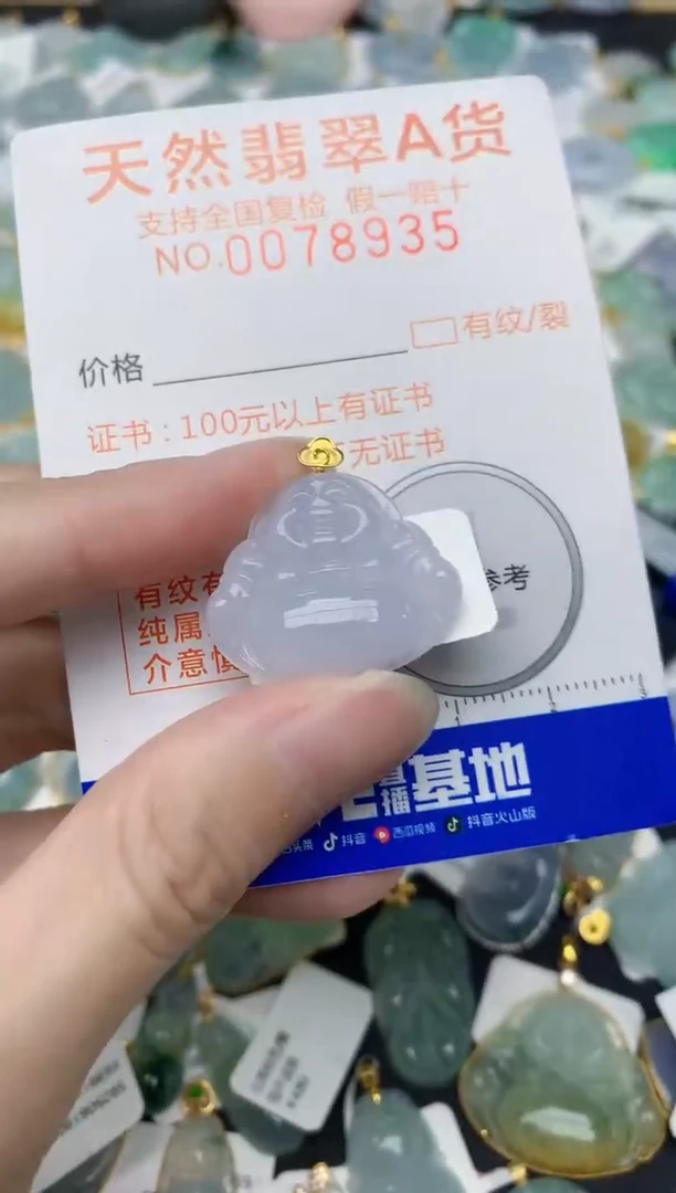 翡翠18K金镶嵌颈饰天然A货翡翠
