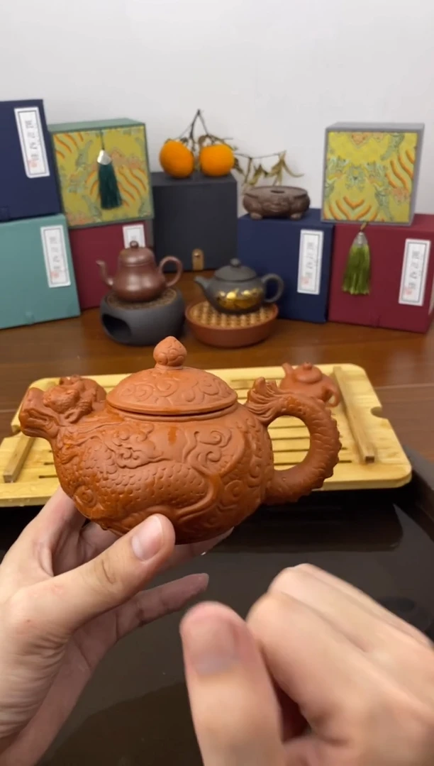 茶壶朱泥350cc云龙壶壶
