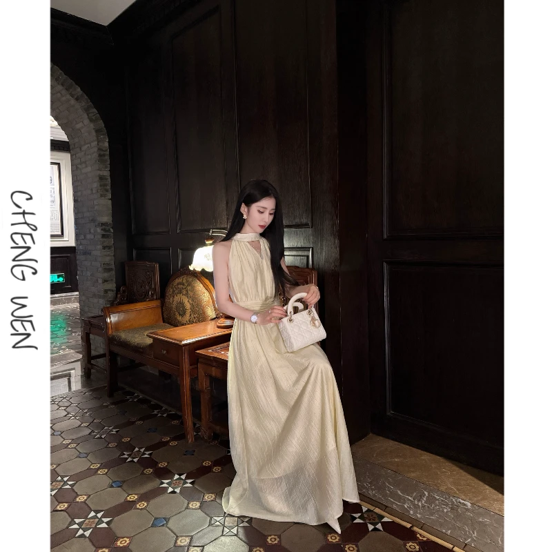 CHENGWEN【希腊邂逅】长款日常法式气质温柔夏季连衣裙